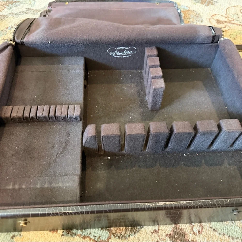 Black Croc-Embossed Flatware case